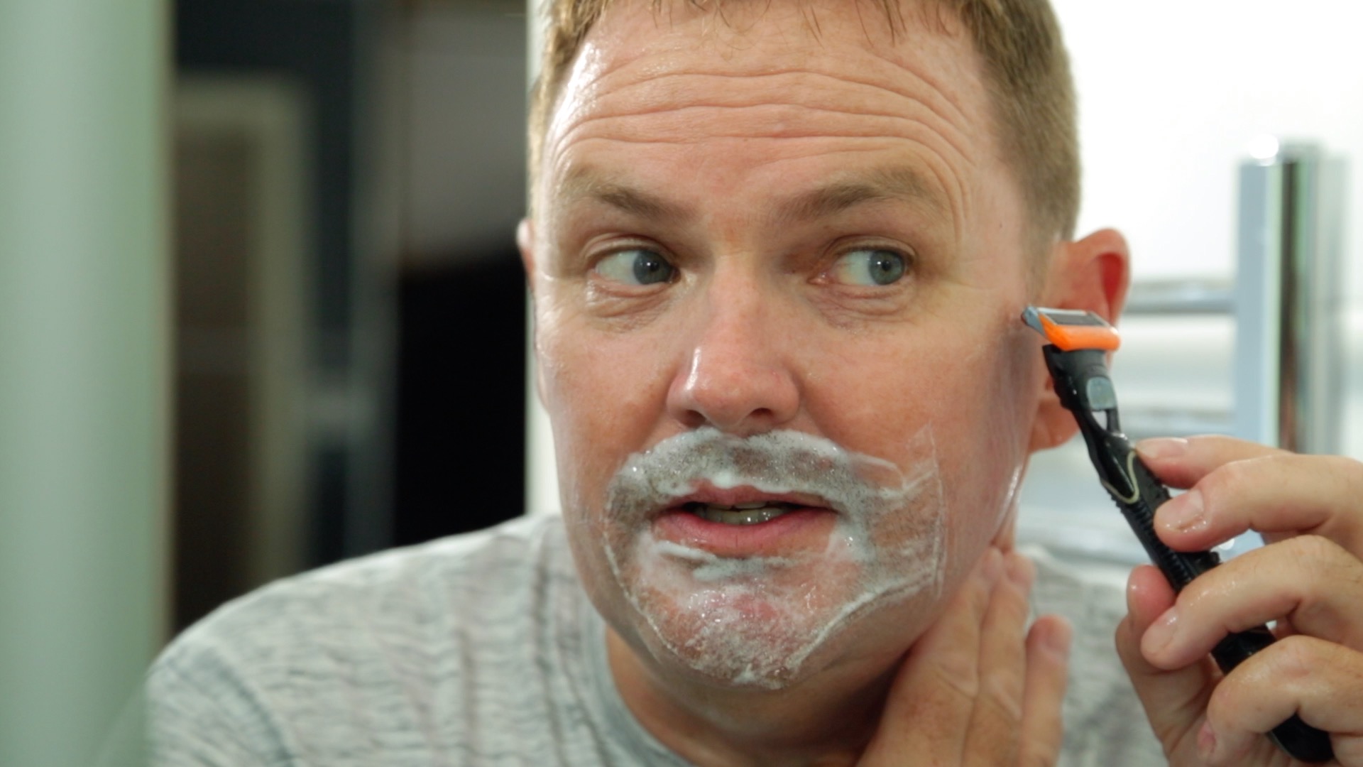 A man shaving