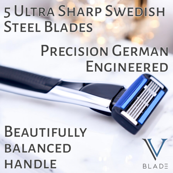 Pure Shave V-Blade Razor & 4 Refill Cartridges - Image 2